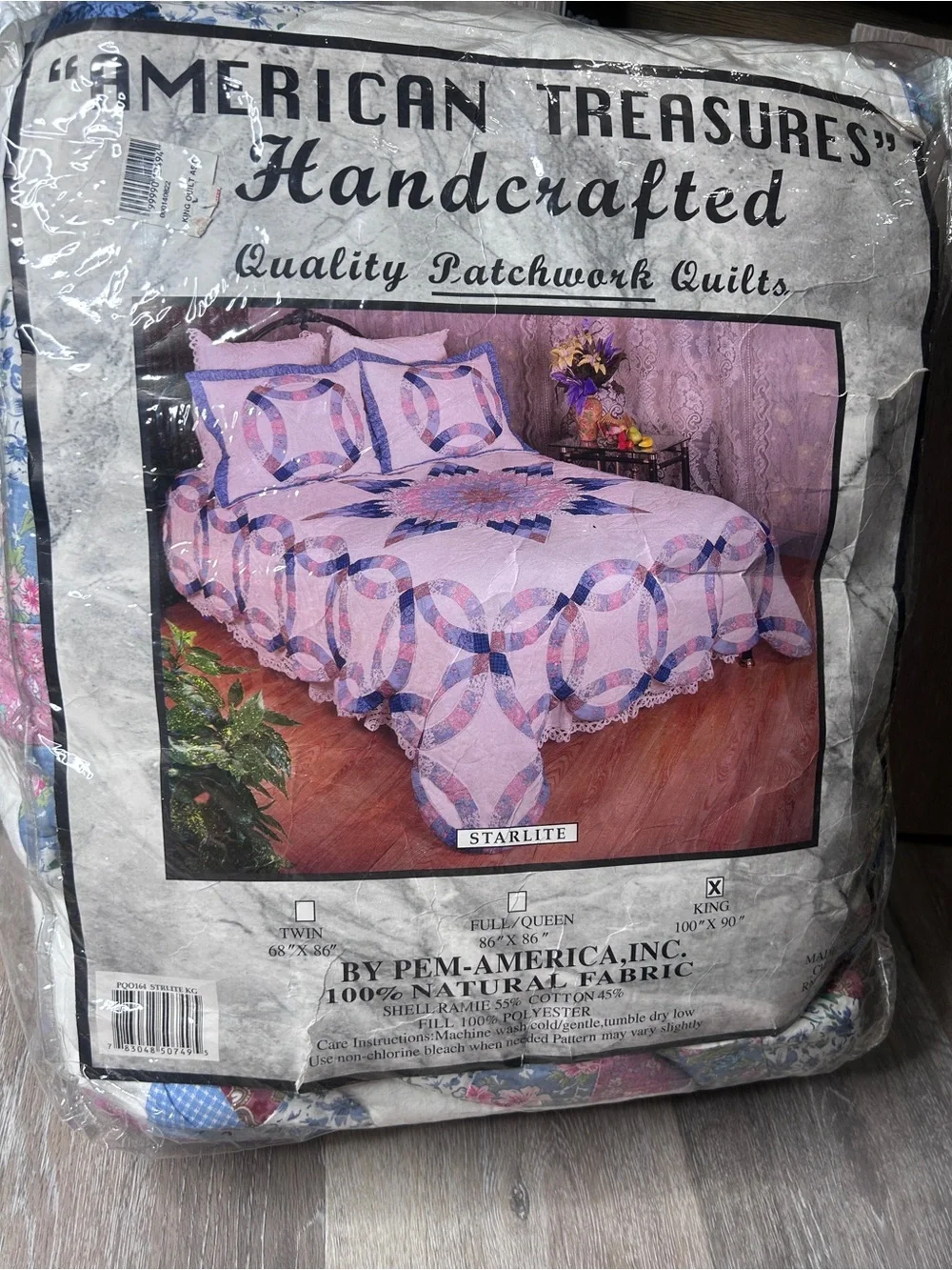 American Treasures “Starlite” Patchwork Quilt King Size •Handcrafted Vintage New
